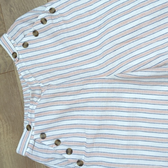 AE high waisted side buttons cullotes linen blend striped pants lined XL - Picture 3 of 10